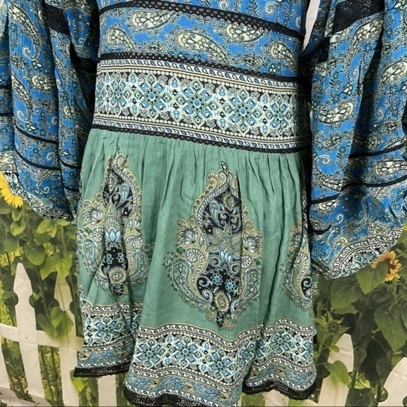 FREE PEOPLE Blue Scarf-Print Luna Tunic XS - Picture 15 of 17